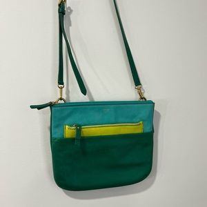 Fossil Leather Crossbody Bag Green Blue And Yellow